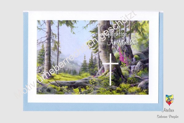 Trauerkarte mit Landschaft im Harz
