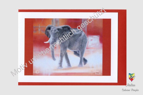 Kunstkarte mit Elefant
